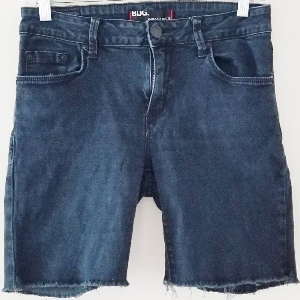 BDG cut off shorts raw hem dark denim wash